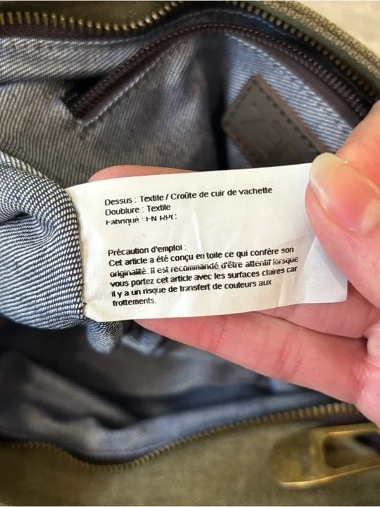 ZEDE Paris Pont Des Arts Mini Olive Canvas Leather Bag Tote W Crossbody Strap - Picture 11 of 15